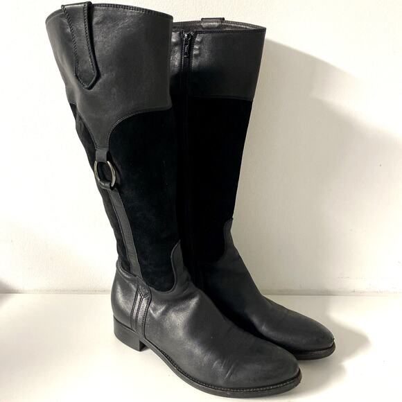 AGL Attilio Giusti Leombruni Tall Boot Leather Suede Black Round Toe Fla… - Picture 2 of 7